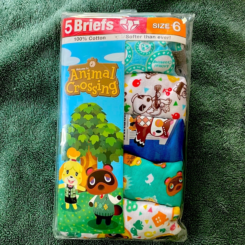NWT - Animal Crossing Boys Underwear Briefs, Size 6, Pack of 5